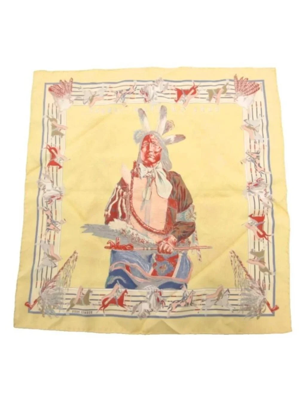 Hermes Pani la Shar Pawnee Carre 40 Scarf Silk Yellow Multicolor